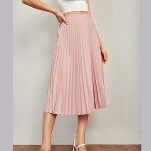Twik - Pink Pleated Midi Skirt - Small